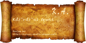 Kőrösi Anett névjegykártya